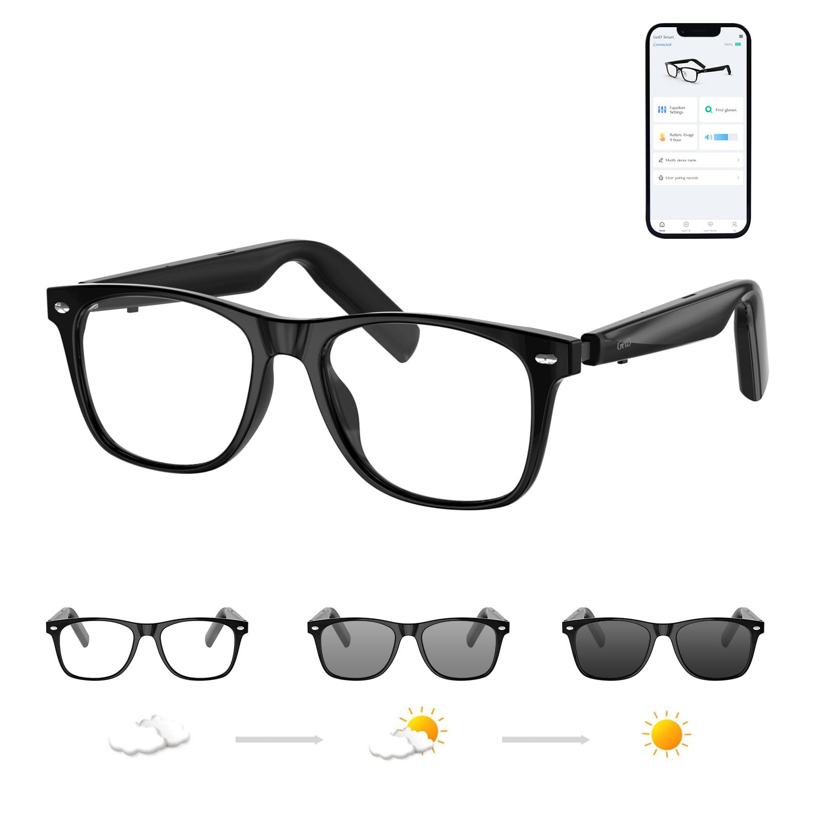 ChatGPT Lunettes intelligentes Bluetooth pour homme et femme, traduction en temps réel AI avec 145 langues, adapté pour 